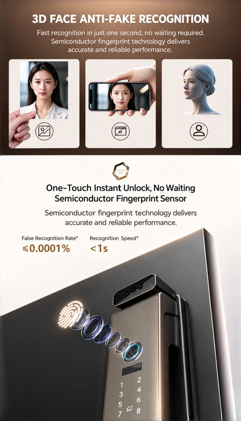S1 Premium Smart Lock with 3D facial and palm Recognition